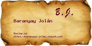 Baranyay Jolán névjegykártya